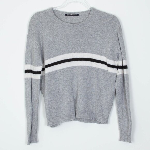 Brandy Melville Wool Cashmere Blend Long Sleeve Gray Striped Sweater - Picture 4 of 9